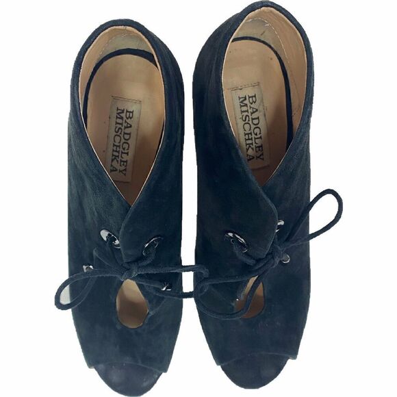 Badgley Mischka Nonna Black Suede Ankle Bootie Size 6.5 - Picture 6 of 9